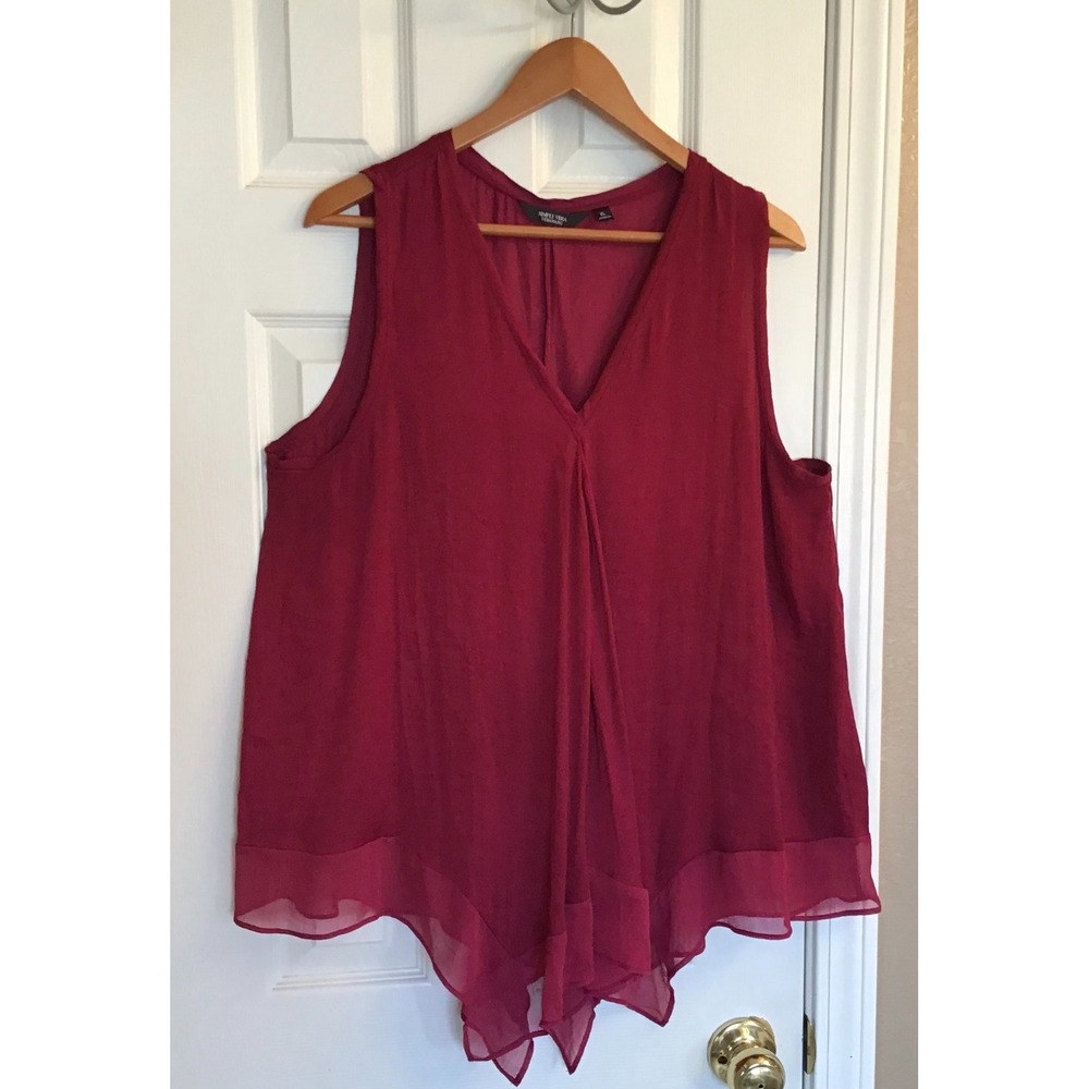 simply vera wang top woman's maroon sleeveless polyester top size XL